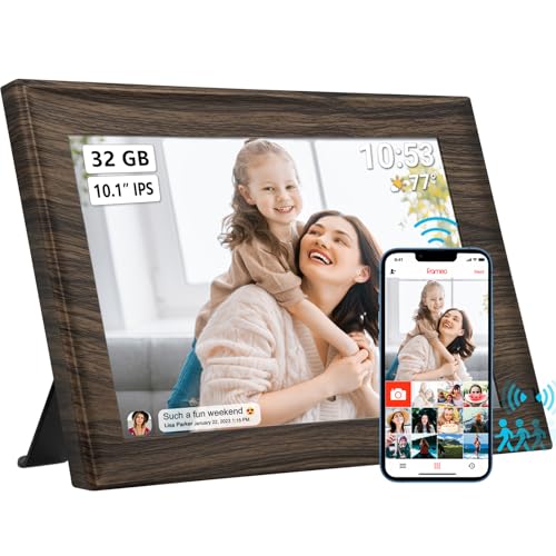 FRAMEO Digitaler Bilderrahmen WLAN 32GB 10,1 Zoll 1280x800 Touchscreen, Auto-Drehen von Porträt und Landschaft, Smart Motion Sensor, Teilen Sie Momente sofort über Frameo App von überall von AKImart