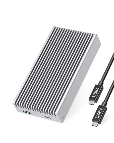 AKKYAJAURE High-Speed 40Gbps Fanless M.2 NVMe SSD Gehäuse - All-Aluminum Alloy with Finned Cooling Design (Silver Color) von AKKYAJAURE