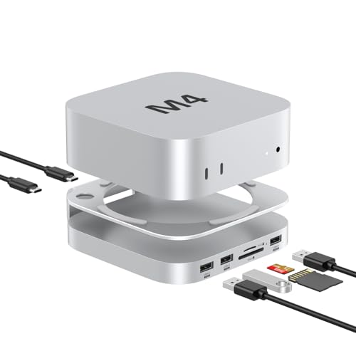 Akyyajaure Mac Mini M4 Hub, 9-in-1 Aluminium-Ständer und Dock für Mac Mini M4/Pro mit M.2 NVMe SSD-Gehäuse, 10 Gbit/s USB-A x 2, SD/TF 4.0 Kartenleser, USB 2.0 Akyyajaure Mac Mini M4 Hub, 9-in-1 Aluminium-Ständer und Dock für Mac Mini M4/Pro mit M.2 NVMe SSD-Gehäuse, 10 Gbit/s USB-A x 2, SD/TF 4.0 Kartenleser, USB 2.0 von AKKYAJAURE