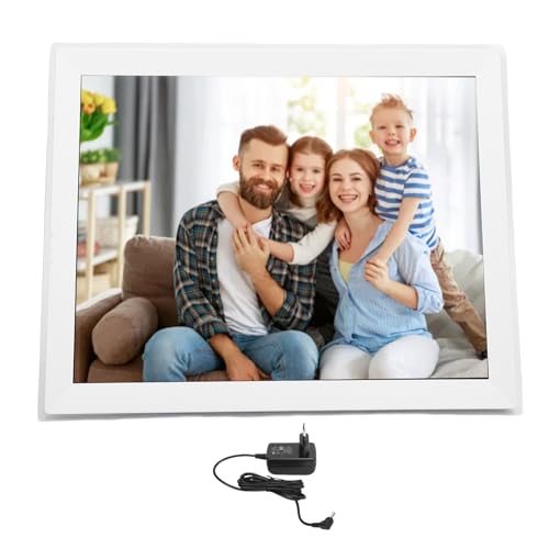 15 Zoll Digitales Fotorahmen WiFi Smart Bilderrahmen Touchscreen 32 GB Speicher 178 Grad Betrachtungswinkel Auto Rotation Wandmontage für Home Office Decor (EU-Stecker) von AKLOSIPY