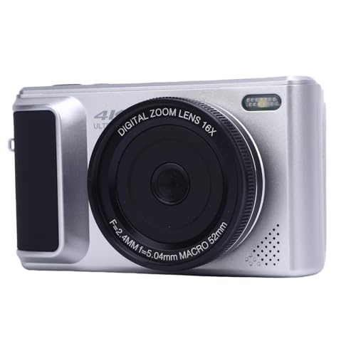 4K Spiegellose Kamera 64MP Digitalkamera mit 16x Zoom 2,8 -Zoll -Flip -Bildschirm AI -Bildstabilisierung für die Fotografie -Reise (Silver) von AKLOSIPY