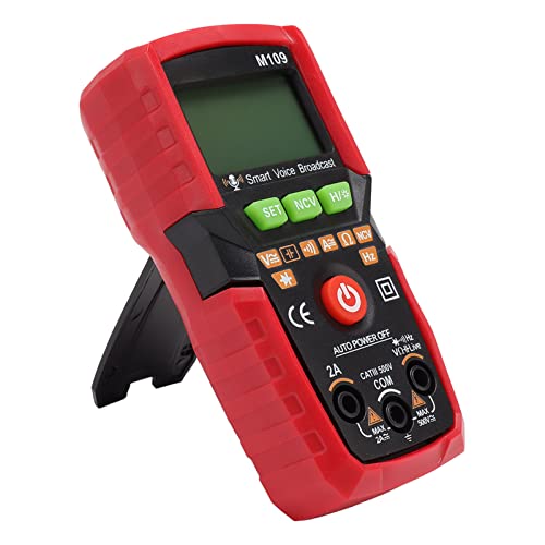 Digitales Multimeter mit Sprachabschluss, Taschenlampe, Hintergrundbeleuchtung, Tragbarem Design und Support -Rahmen für Einfache Messungen (Rot) von AKLOSIPY