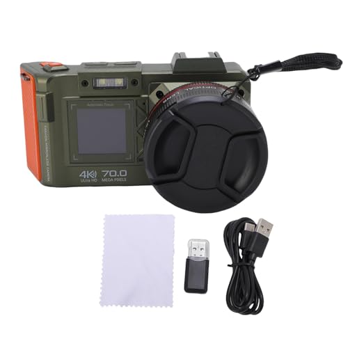 Digitalkamera mit Flash 70MP 4K Video 50x Zoom Auto Focus F1.8 Blende Doppelbildschirm WiFi Heißschuhzeitstempel für Reisefotografie (Green) von AKLOSIPY