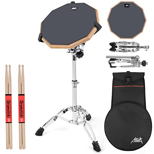 Drum Practice Pad Set AKLOT 12" Kieselgel Übungspad mit Snare Ständer Rucksack Drumsticks für erwachsene Kinder von AKLOT
