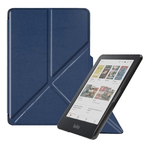 AKLiSa Schutzhülle für Kobo Clara BW (Modell N365)/Kobo Clara Color (Modell N367) 6 Zoll 2024 Version, ultradünne, leichte PU-Lederschale mit automatischer Sleep/Wake-Funktion (dunkelblau) von AKLiSa