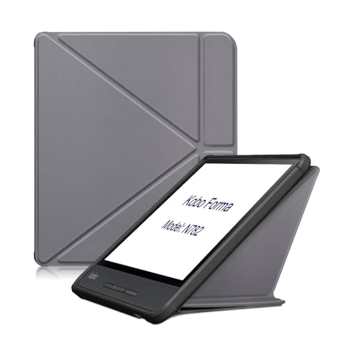 AKLiSa Schutzhülle für Kobo Forma 8 Zoll E-Reader (Version 2018) E-Book Soft TPU Cover Ultra Slim Folio PU Leder Hülle mit Sleep/Wake Up Funktion für Kobo Forma 2018 (Grau) von AKLiSa
