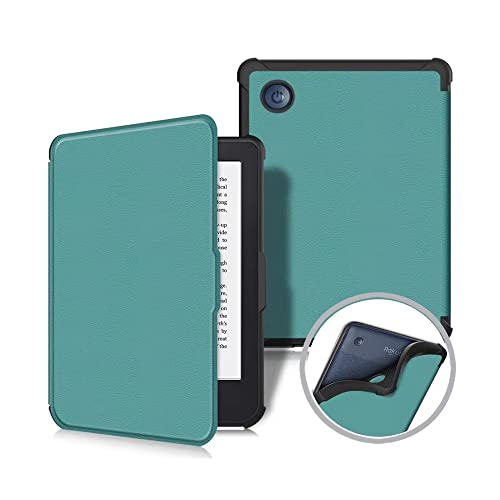 Hülle für Kobo Clara 2e N506 15.2 cm 2022 veröffentlicht ultradünne, leichte PU-Leder-Schutzhülle, passend für Kobo Clara 2e N506 magnetische Schutzhülle (Grün) von AKLiSa