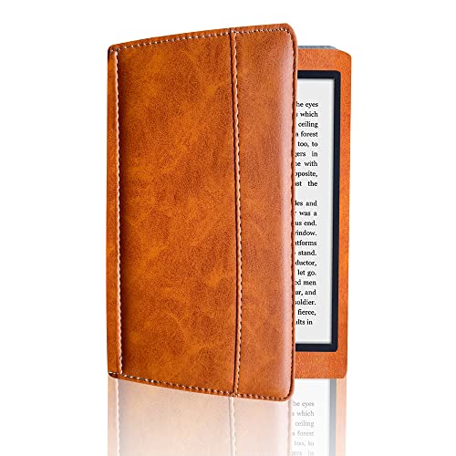 Kompatibel mit Kobo Mini N705 5 Zoll E-Book Reader Tablet Schutzhülle, vollständig bedeckt mit ultradünnen Lederschutzhülle, robust und langlebig, kann automatisch schlafen/aufwachen (Hellbraun) von AKLiSa