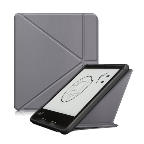 Kompatibel mit Tolino Epos 3 20,3 cm (8 Zoll) 2023 Tablet-Hülle, vollständige Abdeckung, ultradünn, Leder, mit klappbarem Ständer, robust, mit automatischer Sleep/Wake-Funktion, Grau von AKLiSa