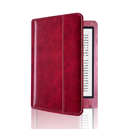 Schutzhülle für Kobo Glo (N613) 15,2 cm (6 Zoll) eReader-Tablet, vollständige Abdeckung, ultradünn, Leder, robust, mit automatischer Sleep/Wake-Funktion, Rot von AKLiSa