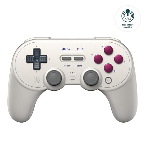 AKNES 8Bitdo Pro 2 Bluetooth Controller, Hall Effekt Joystick Update, Gaming Controller Kompatibel mit Switch, Apple, Windows, Steam Deck, Android und Raspberry Pi (G Klassische) von AKNES