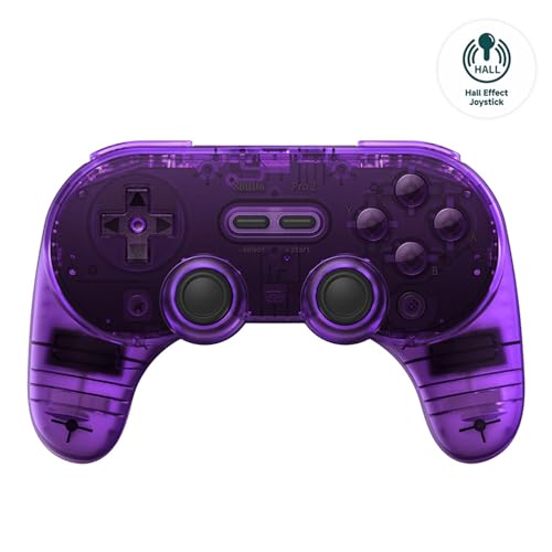 AKNES 8Bitdo Pro 2 Bluetooth Controller, Hall Effekt Joystick Update, Gaming Controller Kompatibel mit Switch, Apple, Windows, Steam Deck, Android und Raspberry Pi (Lila) von AKNES