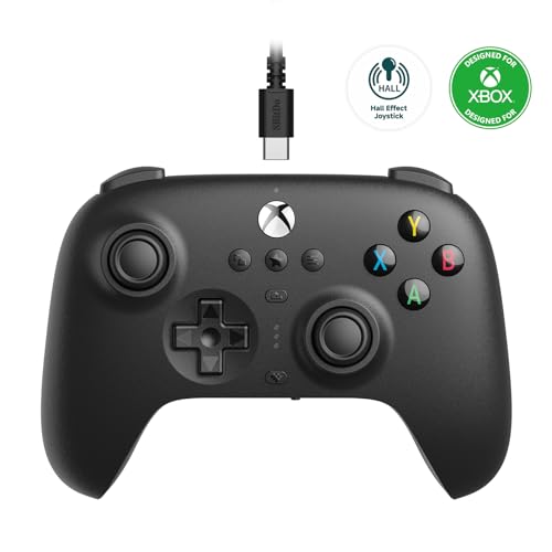 AKNES 8Bitdo Ultimate Wired Controller für Xbox Series X|S, Xbox One, Windows 10/11, Gamepad mit Hall Effekt Joysticks, 3.5mm Audio Jack- Offiziell Lizenziert (Schwarz) von AKNES