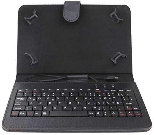 AKNICI 7 Zoll Hülle Inkl. Deutscher QWERTZ Tastatur für 7 Zoll Tablet PC, Micro-USB-Tastatur, Schwarz von AKNICI