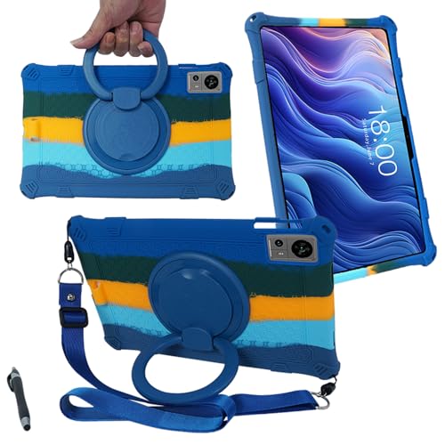 AKNICI Silicone Hülle für TECLAST T60 Top Gaming Tablet 12 Zoll [2023] mit 360° Drehbarer Ständer/Schultergurt/Stylus Pen, Weiches Silikon Schutzhülle Cover Case für TECLAST T60, Dunkelblau von AKNICI