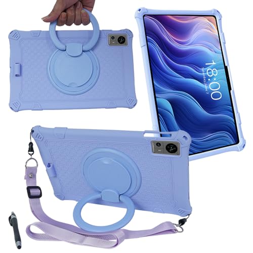 AKNICI Silicone Hülle für TECLAST T60 Top Gaming Tablet 12 Zoll [2023] mit 360° Drehbarer Ständer/Schultergurt/Stylus Pen, Weiches Silikon Schutzhülle Cover Case für TECLAST T60, Lila von AKNICI