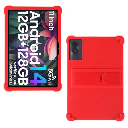 AKNICI 11 Zoll Silikon Hülle für DOOGEE U11/DOOGEE U11 Pro/Blackview Tab90 WiFi/Blackview Tab9 WiFi/Blackview Tab 90 Tablet mit Integrierter Ständer, Weiches Schutzhülle Cover Case, Rot von AKNICI
