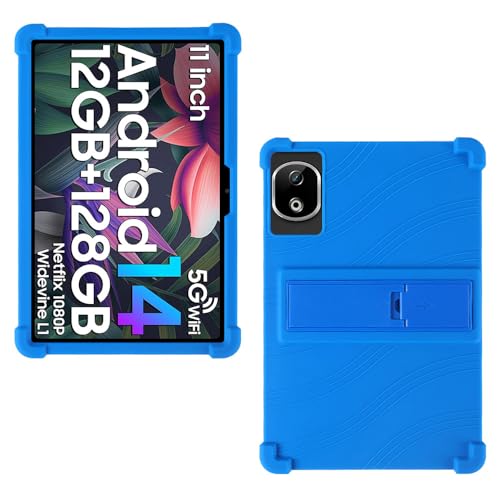 AKNICI Silikon Hülle für DOOGEE T30E/DOOGEE T35/DOOGEE T30SE/DOOGEE T40/DOOGEE T30S/DOOGEE T30 Ultra/DOOGEE T30 Pro Tablet 11 Zoll mit Integrierter Ständer, Weiches Schutzhülle Cover Case, Blau von AKNICI