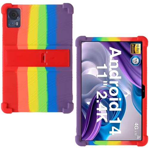 AKNICI Silikon Hülle für DOOGEE T35/DOOGEE T30SE/DOOGEE T30E/DOOGEE T30S/DOOGEE T40/DOOGEE T30 Ultra/DOOGEE T30 Pro Tablet 11 Zoll mit Integrierter Ständer, Weiches Schutzhülle Cover Case, Regenbogen von AKNICI