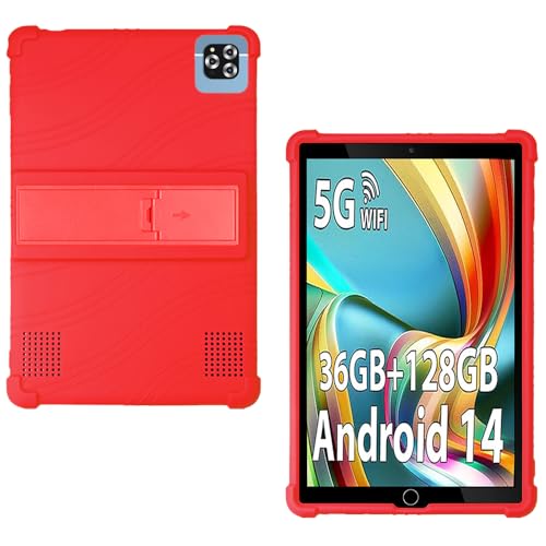 AKNICI Silikon Hülle für SIMPLORI M107 / SIMPLORI IT-LV Tablet 10 Zoll mit Integrierter Ständer, Weiches Schutzhülle Cover Case für SIMPLORI M107 / SIMPLORI IT-LV Tablet 10 Zoll, Rot von AKNICI