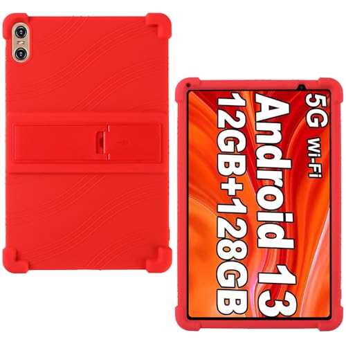 AKNICI Silikon Hülle für YESTEL T13 Tablet 10 Zoll/SEBBE S22 Tablet 10 Zoll mit Integrierter Ständer, Weiches Schutzhülle Cover Case für YESTEL T13 / SEBBE S22, Rot von AKNICI