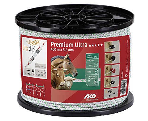 Kerbl Premium Ultra Seil, 5,5mm,400m weiß/grün 6xniro 0,2+3xCU0,25 von AKO