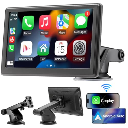 AKOFIC Wireless Carplay & Android Auto Display, 7 Zoll Tragbarer Auto Bildschirm für Apple Carplay Android Auto, Smart Auto Radio Touch Display mit Navigation, Bluetooth, FM, Mirror Link, Aux AKOFIC Wireless Carplay & Android Auto Display, 7 Zoll Tragbarer Auto Bildschirm für Apple Carplay Android Auto, Smart Auto Radio Touch Display mit Navigation, Bluetooth, FM, Mirror Link, Aux von AKOFIC