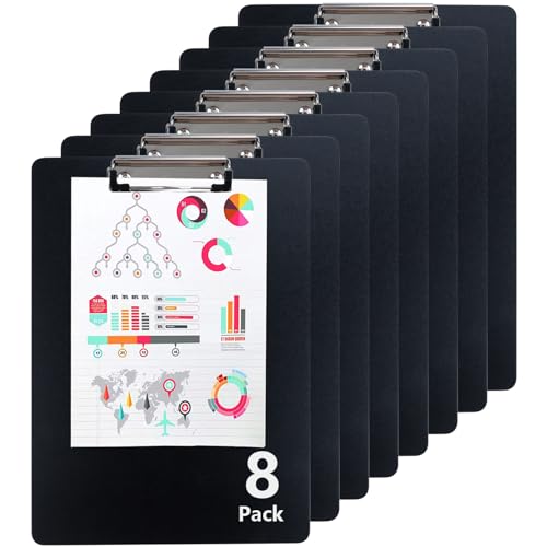 AKOLAFE 8 Stück Klemmbrett A4 32 x 24 cm Klemmbrett a4 Schwarz Kunststoff Schreibbrett zum Umhängen mit Gummierter Metalklemme und Aufhängeose Clipboard für Rechtsanwälte Schüler Lehrer AKOLAFE 8 Stück Klemmbrett A4 32 x 24 cm Klemmbrett a4 Schwarz Kunststoff Schreibbrett zum Umhängen mit Gummierter Metalklemme und Aufhängeose Clipboard für Rechtsanwälte Schüler Lehrer von AKOLAFE
