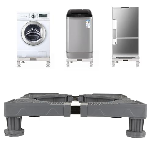 AKOLAFE Waschmaschinen Untergestell für Kühlschrank Waschmaschinensockel Hoch Verstellbar 10cm bis 12cm Waschmaschinen Unterschrank 40cm bis 66cm Länge für Trockner, Kühlschrank von AKOLAFE