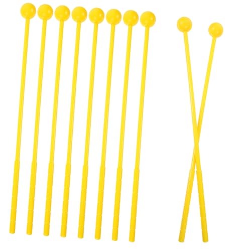 AKOOSY 10 Stück Zungentrommelstöcke Drum Stick music instruments for drumstick Schlaginstrumentenschlägel für Anfänger Zungentrommelschlägel Plastik Yellow von AKOOSY