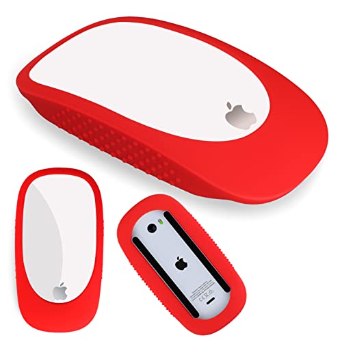 AKSHFETH Silikon-Schutzhülle für Apple Magic Mouse 2, iMac Magic Mouse Cover Case für Apple Magic Mouse 1 & II, Anti-Drop-Schutzhülle, Rot von AKSHFETH