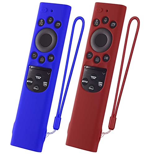 Silikon-Schutzhülle für Samsung BN59-01385 BN59-01386 TM2280E BN59-01391, Silikonhülle für Samsung Smart TV, Solarzellen-Fernbedienung, 2022, Silikon-Fernbedienung, Blau und Rotweinrot von AKSHFETH