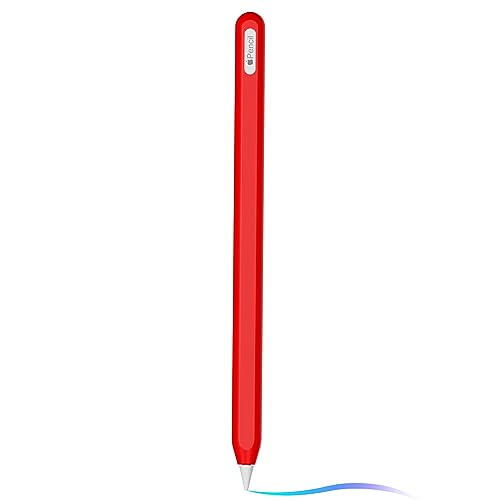 Ultradünne Silikon-Schutzhülle, kompatibel mit Apple Pencil 2nd Gen, schützende Silikonhülle für iPad Pro 11 12,9 Zoll 2018 Federmäppchen, stoßfest, weiche Silikonhülle (rot) von AKSHFETH