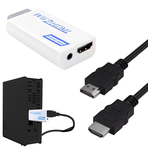 AKSIQIOL Wii-zu-HDMI-Adapter-Konverter, 1080P/720P HD-Video- und Audioausgang mit 1,5 m HDMI-Kabel, kompatibel mit allen Wii-Display-Modi (weiß) von AKSIQIOL