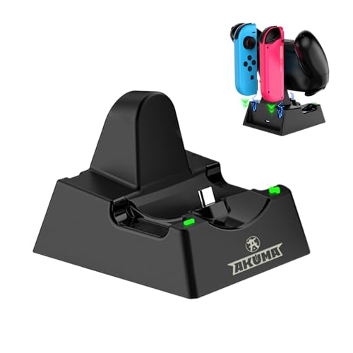 AKUMA Cyber V02 Ladestation für Nintendo Switch – Pro Controller, Joy-Cons, Switch/Switch OLED/Switch Lite, intelligentes Laden – Schwarz AKUMA Cyber V02 Ladestation für Nintendo Switch – Pro Controller, Joy-Cons, Switch/Switch OLED/Switch Lite, intelligentes Laden – Schwarz von AKUMA