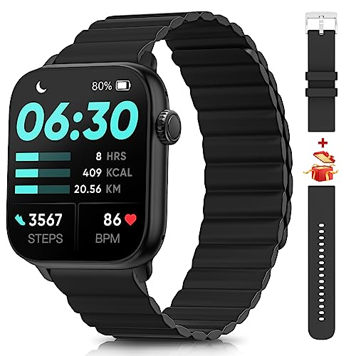 AKUMAKA Smartwatch Herren Damen mit Telefonfunktion/SOS Notfallkontakt,Neu 1.85" HD Touchscreen Fitnessuhr Tracker, 100 Sport, Herzfrequenz/Schlafmonitor/SpO2/Schrittzähler iOS Android Schwarz von AKUMAKA