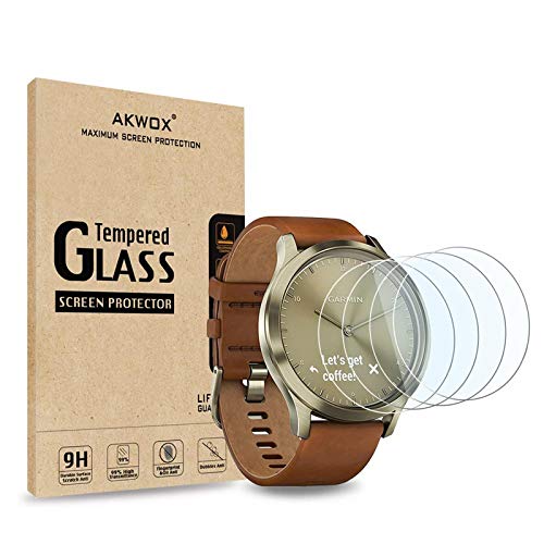 AKWOX [4 Stück] Kompatibel mit Garmin Vivomove HR Schutzfolie aus Glasfolien, 0.33mm 9H Härte Kratzfest Displayschutzfolie für Garmin Vivomove HR von AKWOX