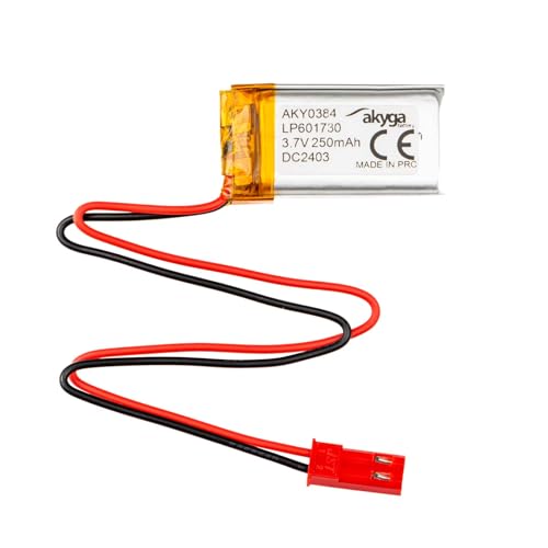 3.7V 250mAh Batterie Akku LP601730 Lithium Polymer Akyga AKY0384 Li-Po Akku PCM JST 2-Polig Anschluss 2,54 15cm von AKYGA