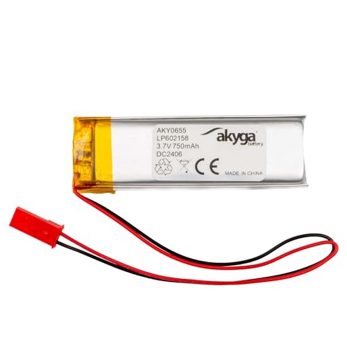 3.7V 750mAh Batterie Akku LP602158 Lithium Polymer Akyga AKY0655 Li-Po Akku PCM JST 2-Polig Anschluss 2,54 15cm von AKYGA