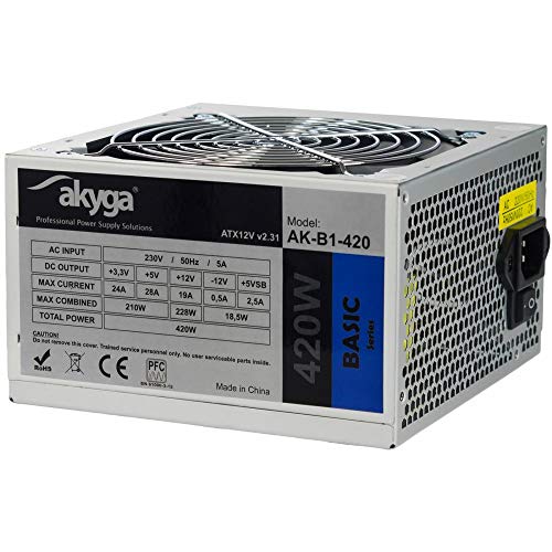 AKYGA AK-B1-400 Netzteil 400W, 120mm leiser Lüfter grau von AKYGA