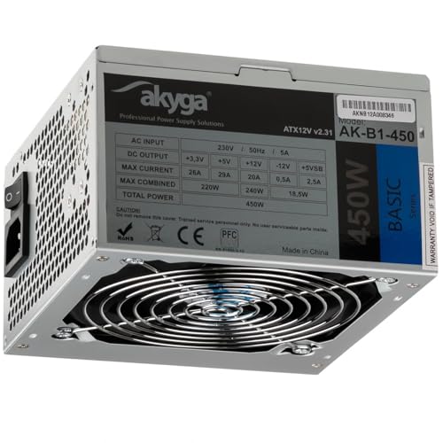 AKYGA AK-B1-400 Netzteil 400W, 120mm leiser Lüfter grau von AKYGA
