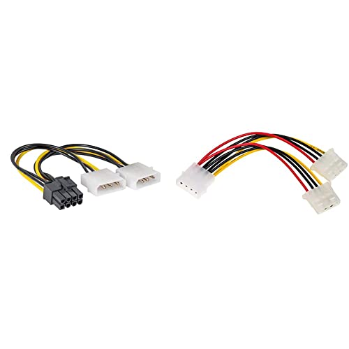 AKYGA AK-CA-29 2X Stecker auf PCI-E 8 Pin Buchse Adapter Kabel 15cm & AK-CA-15 Molex Stecker auf 2X Buchse Adapter Kabel 15cm von AKYGA