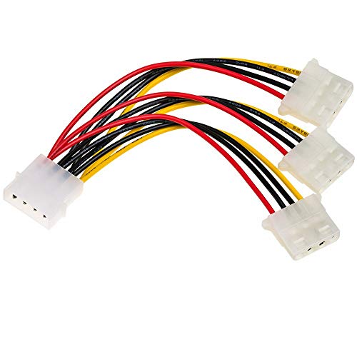 AKYGA AK-CA-40 Molex Stecker auf 3x Molex Buchse Adapter Stromkabel 15cm von AKYGA