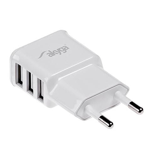 Akyga AK-CH-05 Steckdosen Ladegerät mit 3X USB anschluss 5V/3.1A/15W weiß von AKYGA