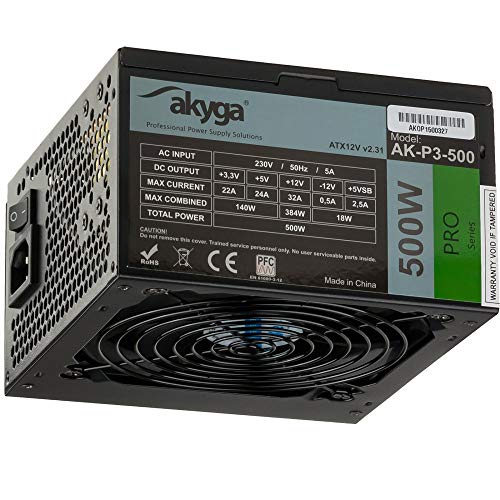 Akyga AK-P3-500 Netzteil 500W, 120mm leiser Lüfter schwarz von AKYGA
