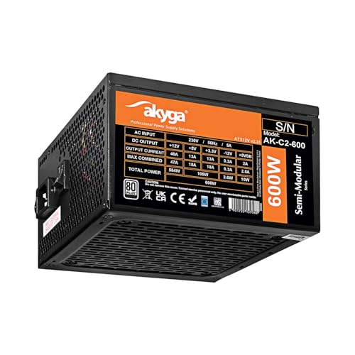 Akyga ATX Netzteil 600W AK-C2-600 Semi-Modular P4+4 2X PCI-E 6+2 pin 5X SATA 3X Molex Fan 12cm 80 Plus Akyga ATX Netzteil 600W AK-C2-600 Semi-Modular P4+4 2X PCI-E 6+2 pin 5X SATA 3X Molex Fan 12cm 80 Plus von AKYGA