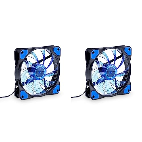 Akyga AW-12C-BL 15 LED Gehäuselüfter 120 mm Lüfter für PC Molex 12V Blau (Packung mit 2) von AKYGA