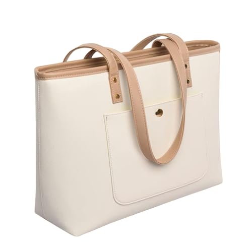 AKbik Laptoptasche Für Frauen, 13,3 14 15,6 Zoll Computertasche, Aktentasche Für Arbeit Schule Business Tasche (Color : Beige, Size : 15.6-16.1 inch) von AKBIK