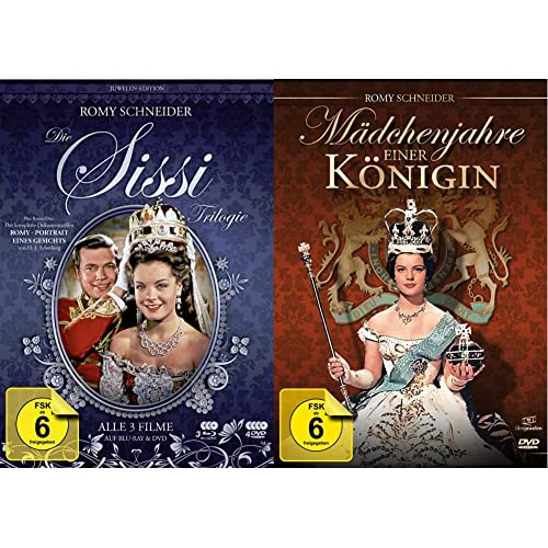 Sissi Trilogie - Juwelen-Edition + Dokumentarfilm "Romy Schneider - Portrait eines Gesichts" [3 DVDs + 3 Blu-rays + Doku-BD] & Mädchenjahre einer Königin (Romy Schneider) - Filmjuwelen von AL!VE AG