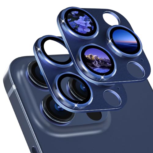 ALAFLY [2 Stück Kameraschutz für iPhone 15 Pro/iPhone 15 Pro Max, Legierung Metall 9H Panzer Schutz Glas Kamera Bildschirm Schutz, Kratzfest, Ultra-Klar, Blasenfrei Starke Adsorption, Blau von ALAFLY